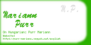 mariann purr business card